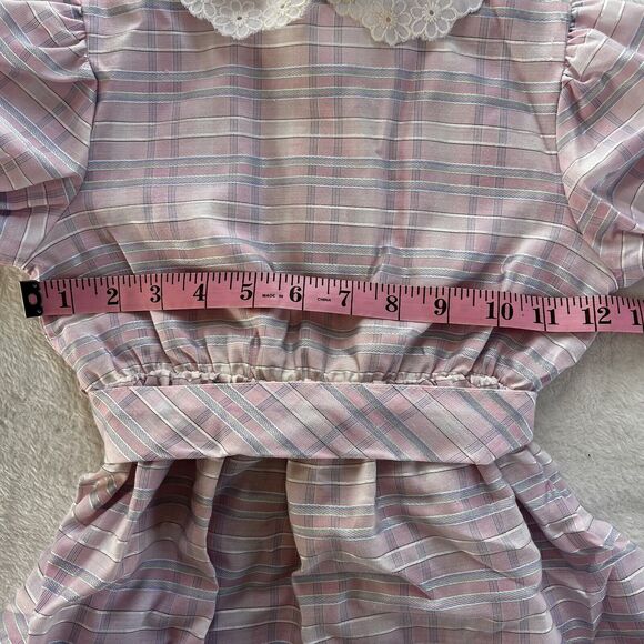 Cuddle Teen Vintage Girls Dress Size 6 Purple Stripes White Collar Union Made - Picture 5 of 7
